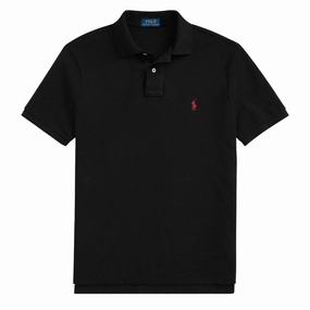 Polo Ralph Lauren Custom Slim Fit Mesh Polo Shirt Black mens t-shirts outlet