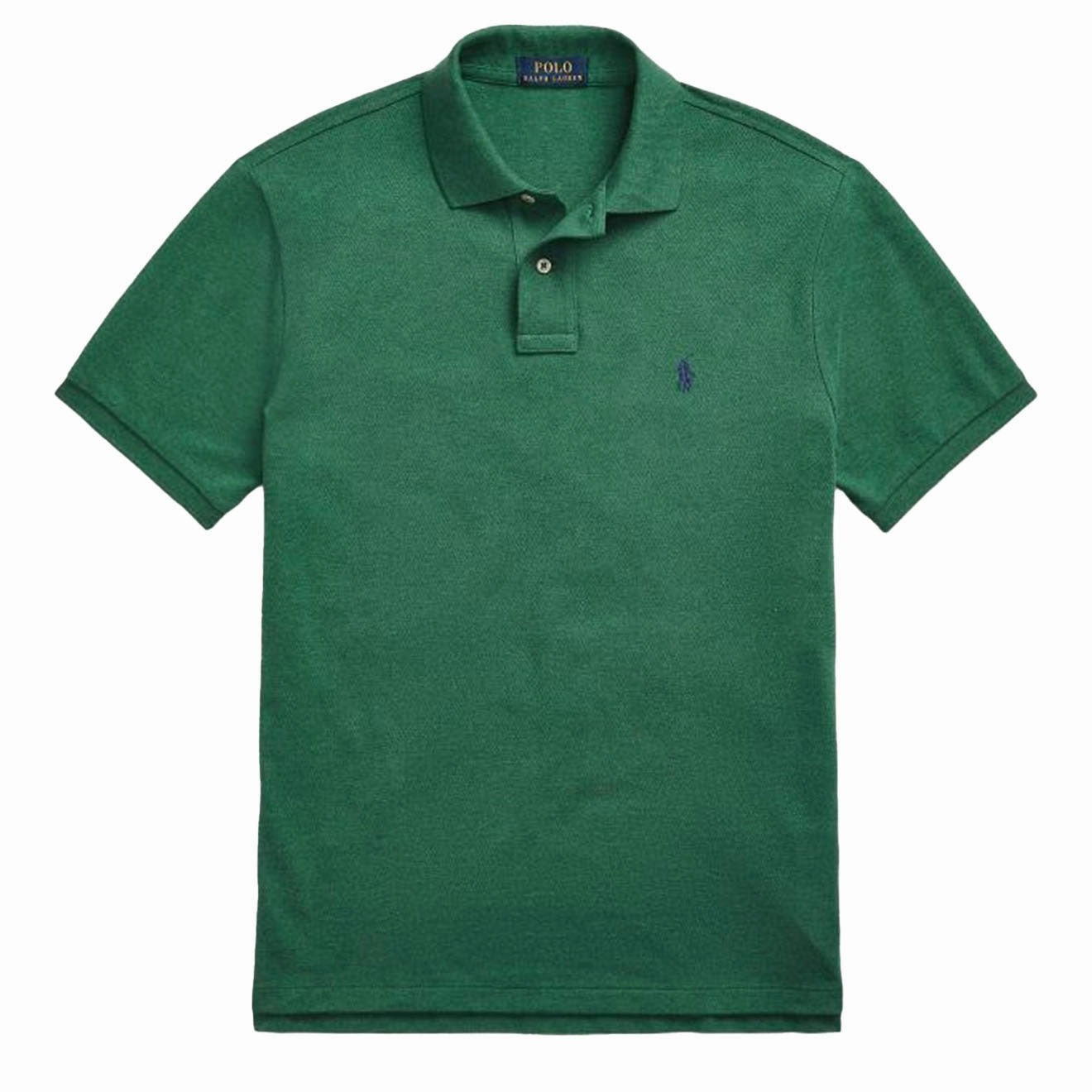 Polo Ralph Lauren Custom Slim Fit Mesh Polo Shirt Green Heather mens t-shirts outlet