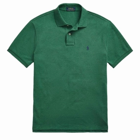Polo Ralph Lauren Custom Slim Fit Mesh Polo Shirt Green Heather mens t-shirts outlet