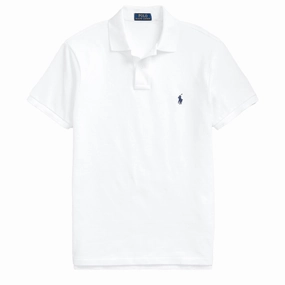 Polo Ralph Lauren Custom Slim Fit Mesh Polo White mens t-shirts outlet