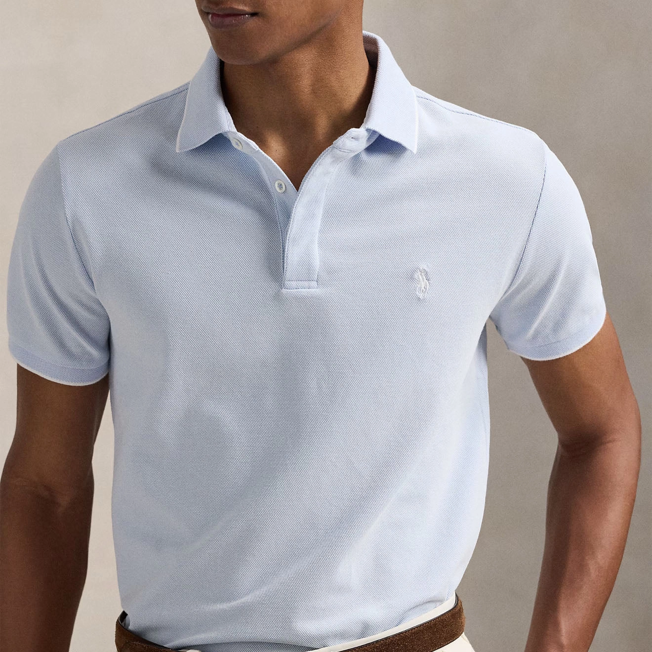 Polo Ralph Lauren Custom Slim Fit Stretch Oxford Mesh Polo Blue/White