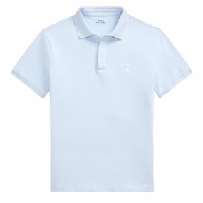 Polo Ralph Lauren Custom Slim Fit Stretch Oxford Mesh Polo Blue/White mens t-shirts outlet
