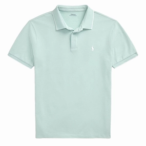 Polo Ralph Lauren Custom Slim Fit Stretch Oxford Mesh Polo Celadon/White mens t-shirts outlet