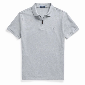 Polo Ralph Lauren Custom Slim Fit Zip Neck Polo Shirt Andover Heather mens t-shirts outlet