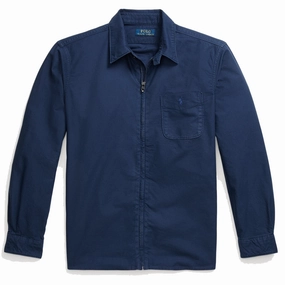 Polo Ralph Lauren Garment-Dyed Oxford Overshirt Spring Navy mens tank tops best deals