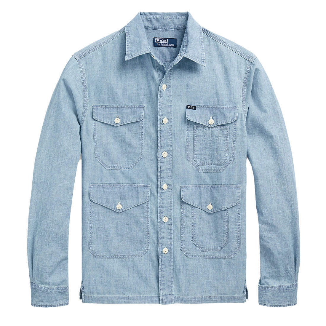 Polo Ralph Lauren Indigo Chambray Utility Overshirt Light Indigo mens tank tops best deals