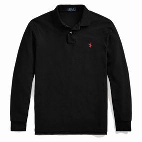 Polo Ralph Lauren L/S Custom Slim Fit Polo Black mens t-shirts outlet