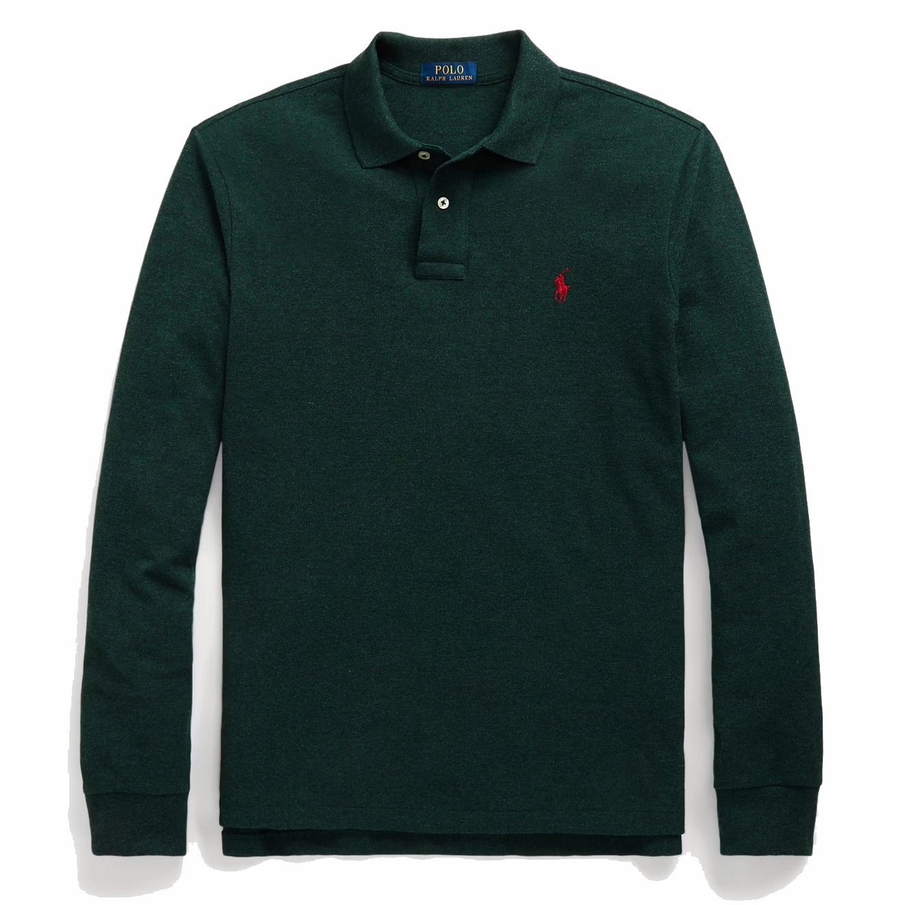 Polo Ralph Lauren L/S Custom Slim Fit Polo Shirt Scotch Pine Heather mens t-shirts outlet