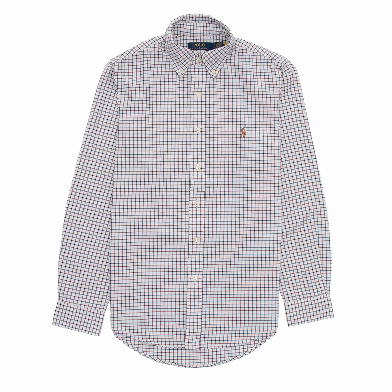 Polo Ralph Lauren L/S Grid Pattern Cotton Shirt White / Wine Multi mens tank tops best deals