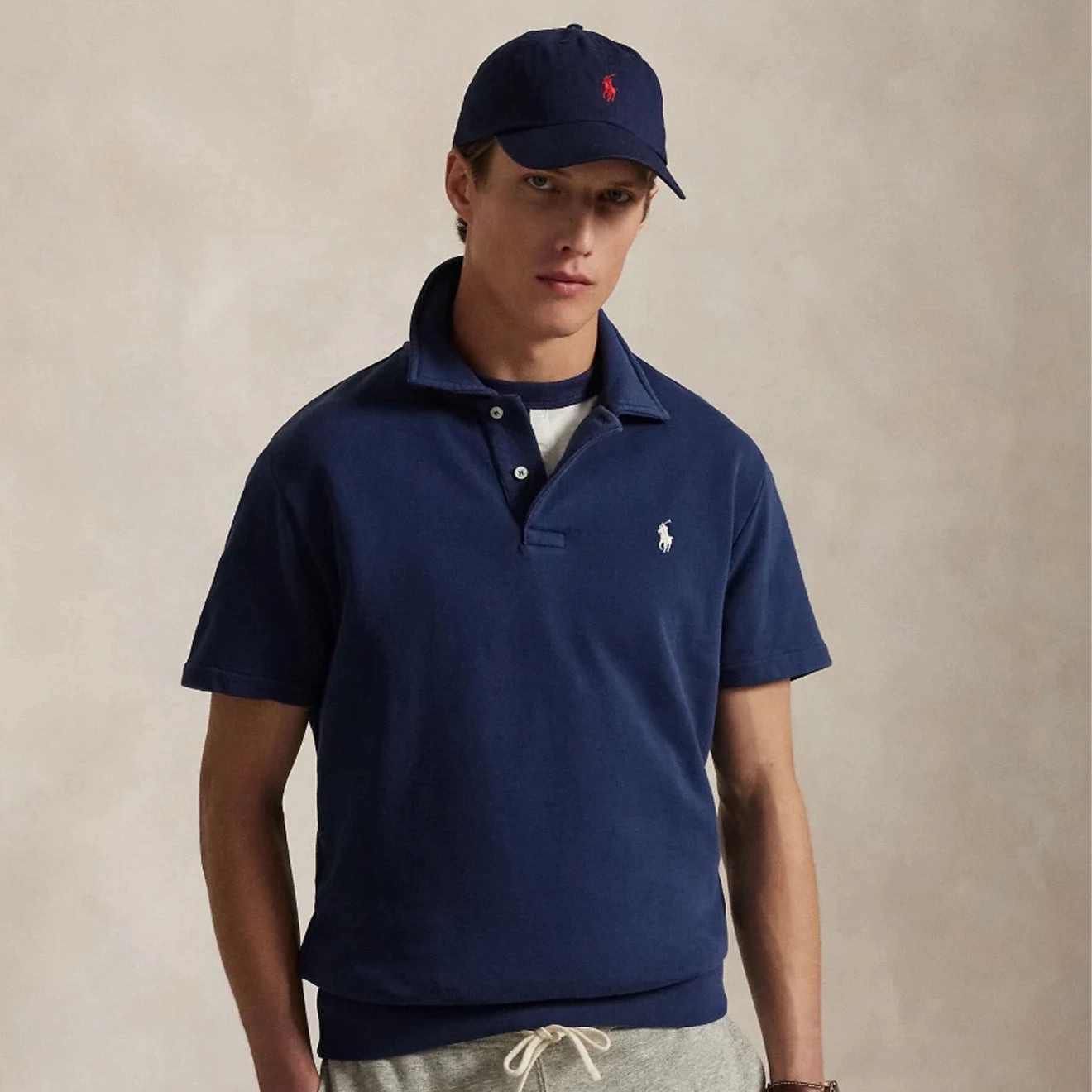Polo Ralph Lauren Loopback Fleece Polo Collar Sweatshirt Cruise Navy