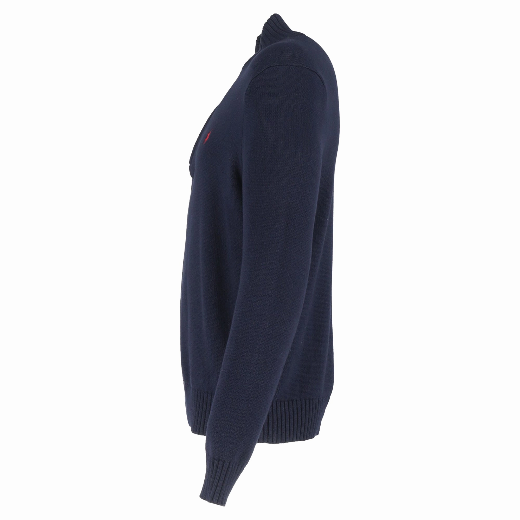 Polo Ralph Lauren Mock Neck Long Sleeve Jumper in Navy Blue Cotton