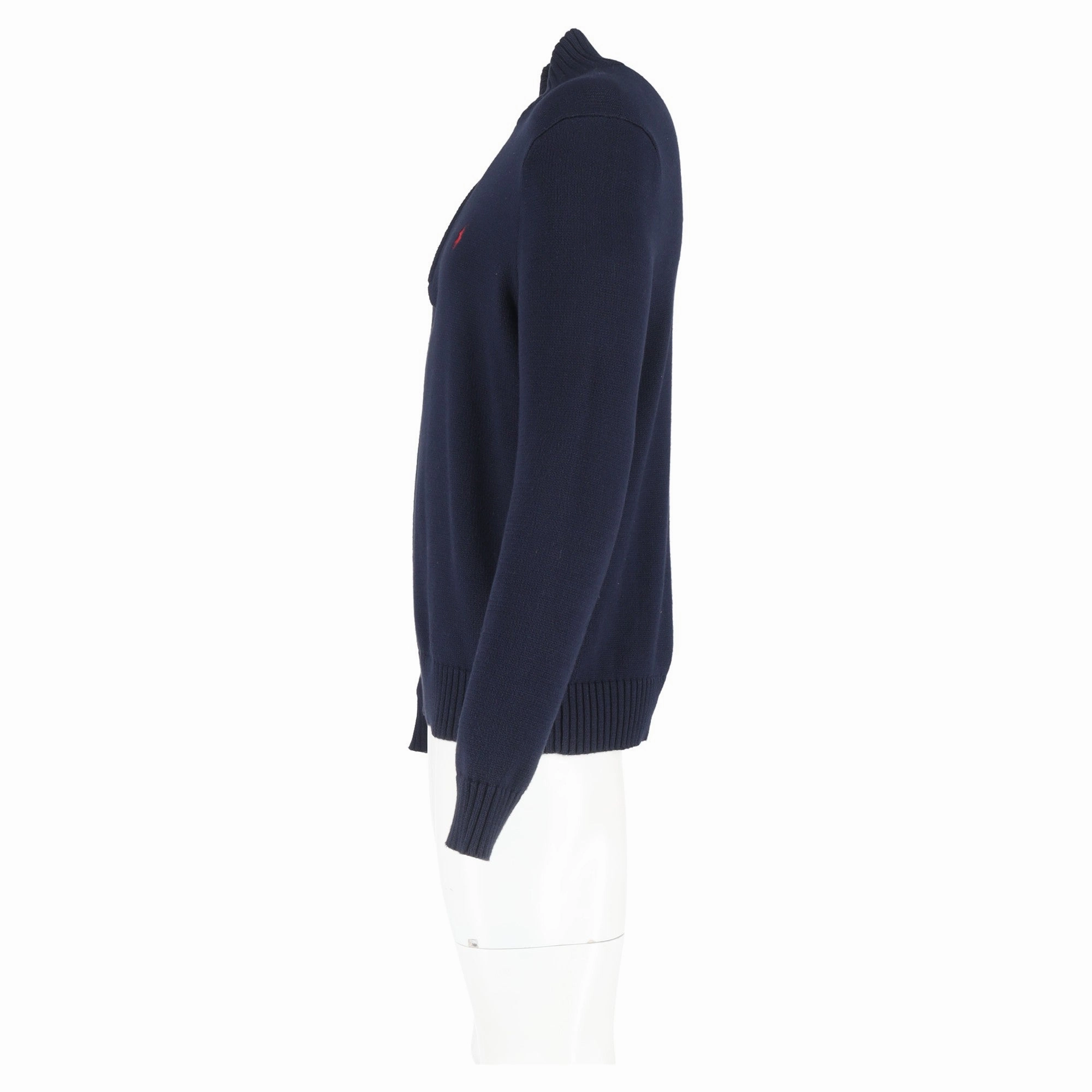 Polo Ralph Lauren Mock Neck Long Sleeve Jumper in Navy Blue Cotton