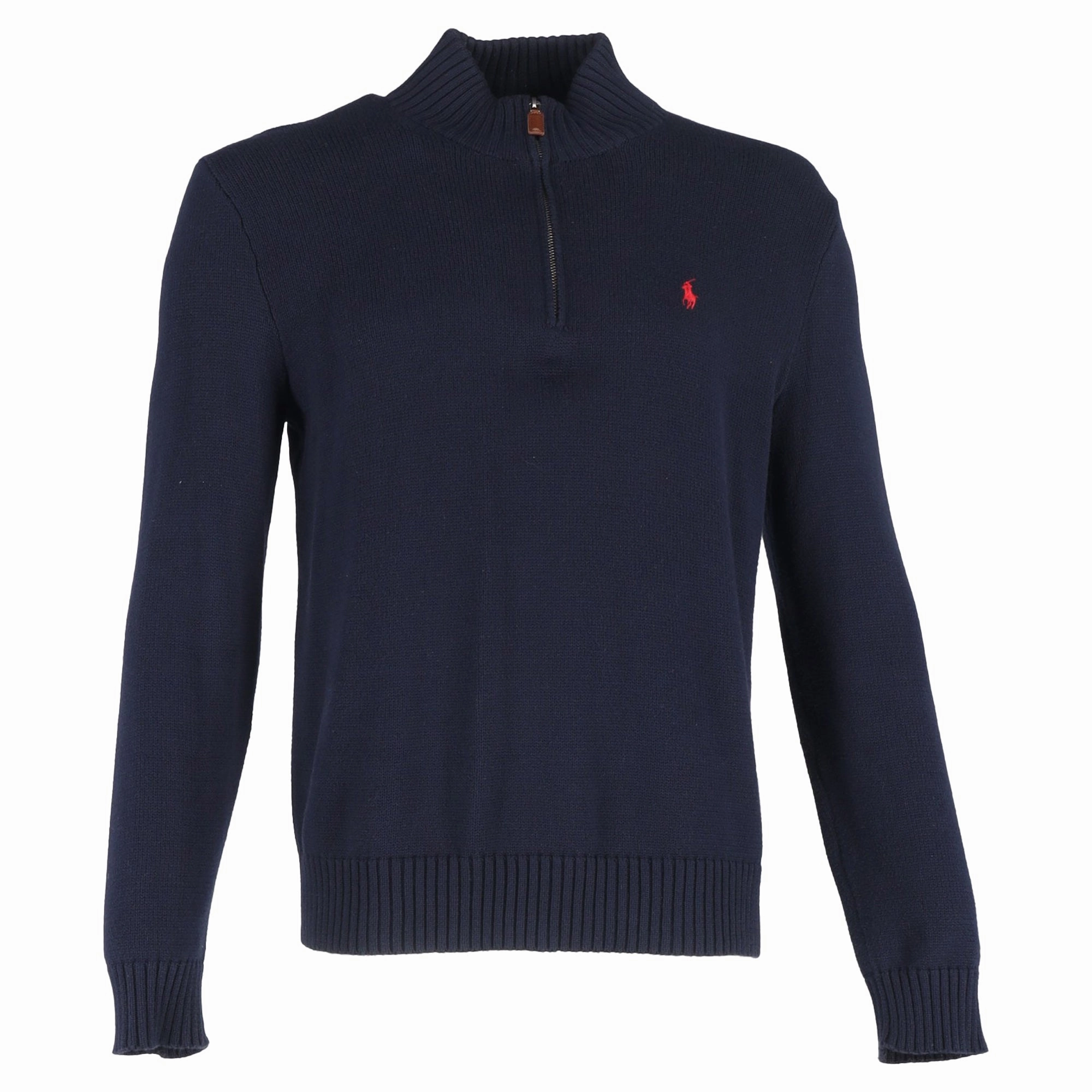Polo Ralph Lauren Mock Neck Long Sleeve Jumper in Navy Blue Cotton turtleneck sweaters sale