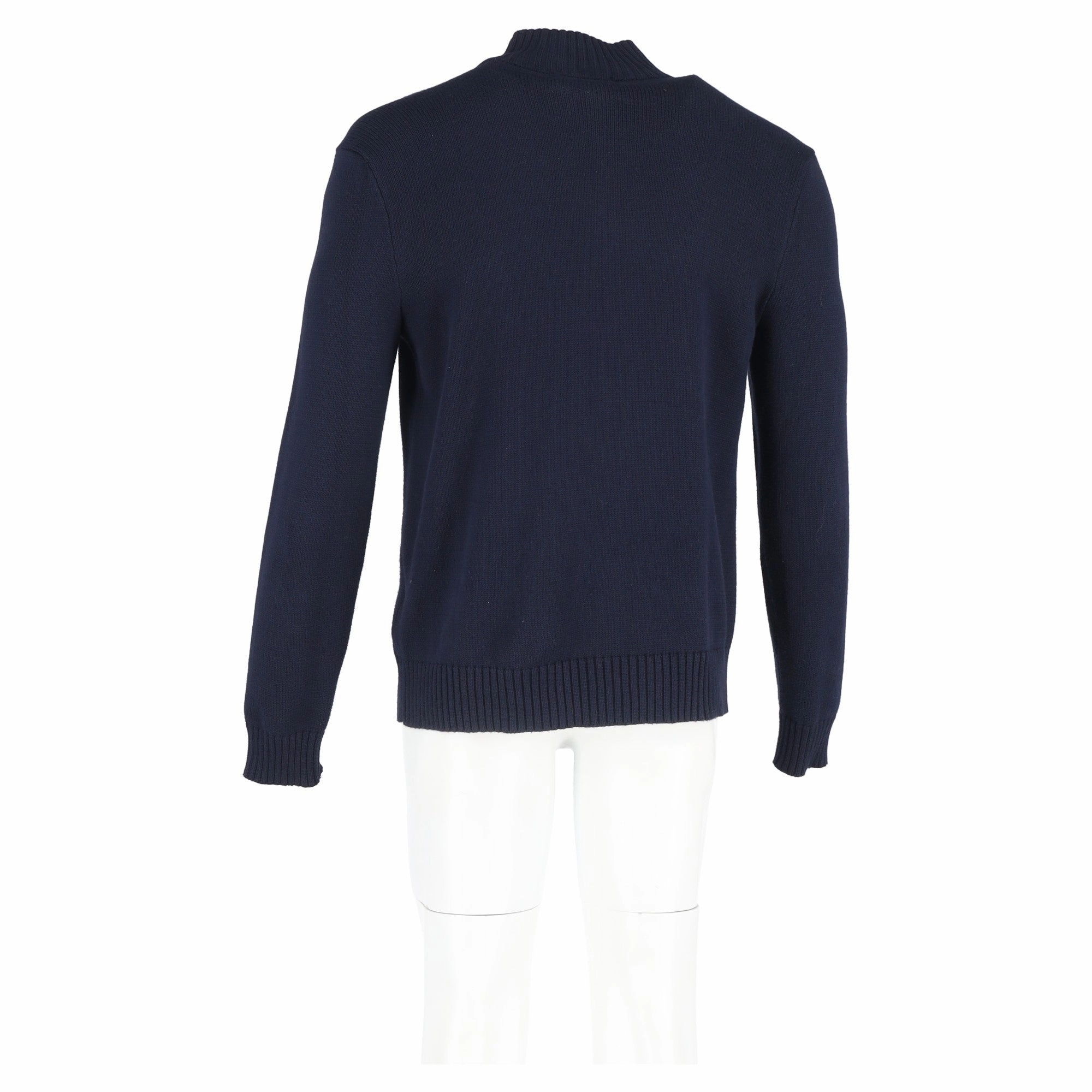 Polo Ralph Lauren Mock Neck Long Sleeve Jumper in Navy Blue Cotton