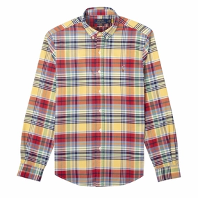 Polo Ralph Lauren Slim Fit L/S Check Shirt Yellow / Red Multi mens tank tops best deals