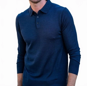 Polo Sweater In Navy winter sweaters outlet
