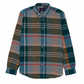 Portuguese Flannel Button Down Realm Shirt Light Blue Check mens tank tops best deals