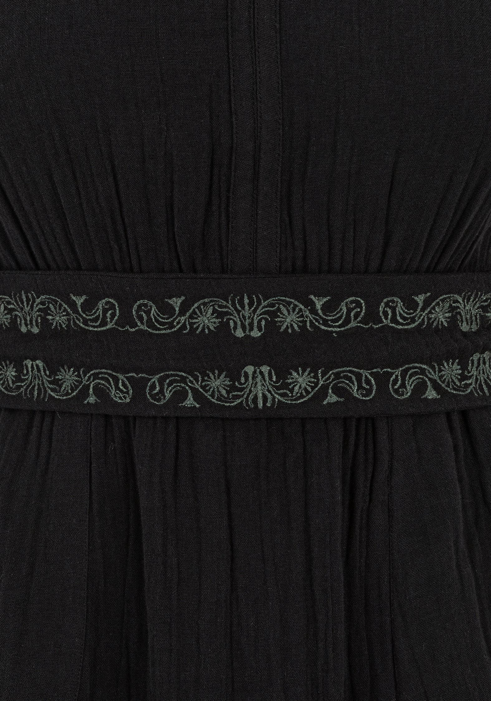 Poultice Embroidered Cotton Midi Dress - Black