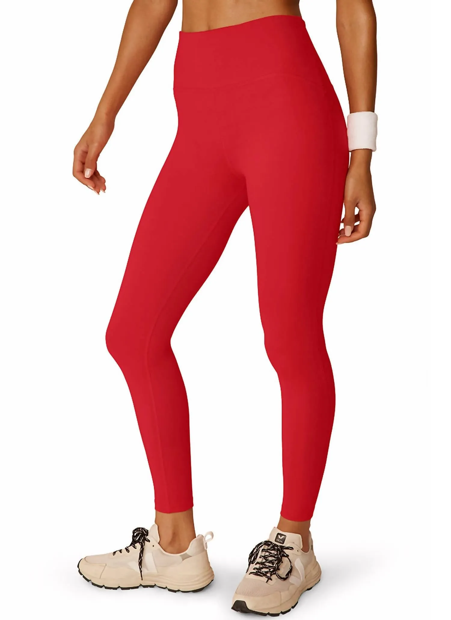 Powerbeyond Strive High Waisted Midi Legging In Retro Red
