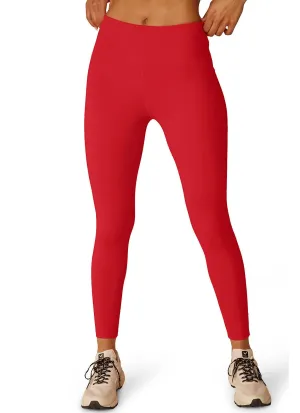 Powerbeyond Strive High Waisted Midi Legging In Retro Red Activewear Womens - gym outfits discount