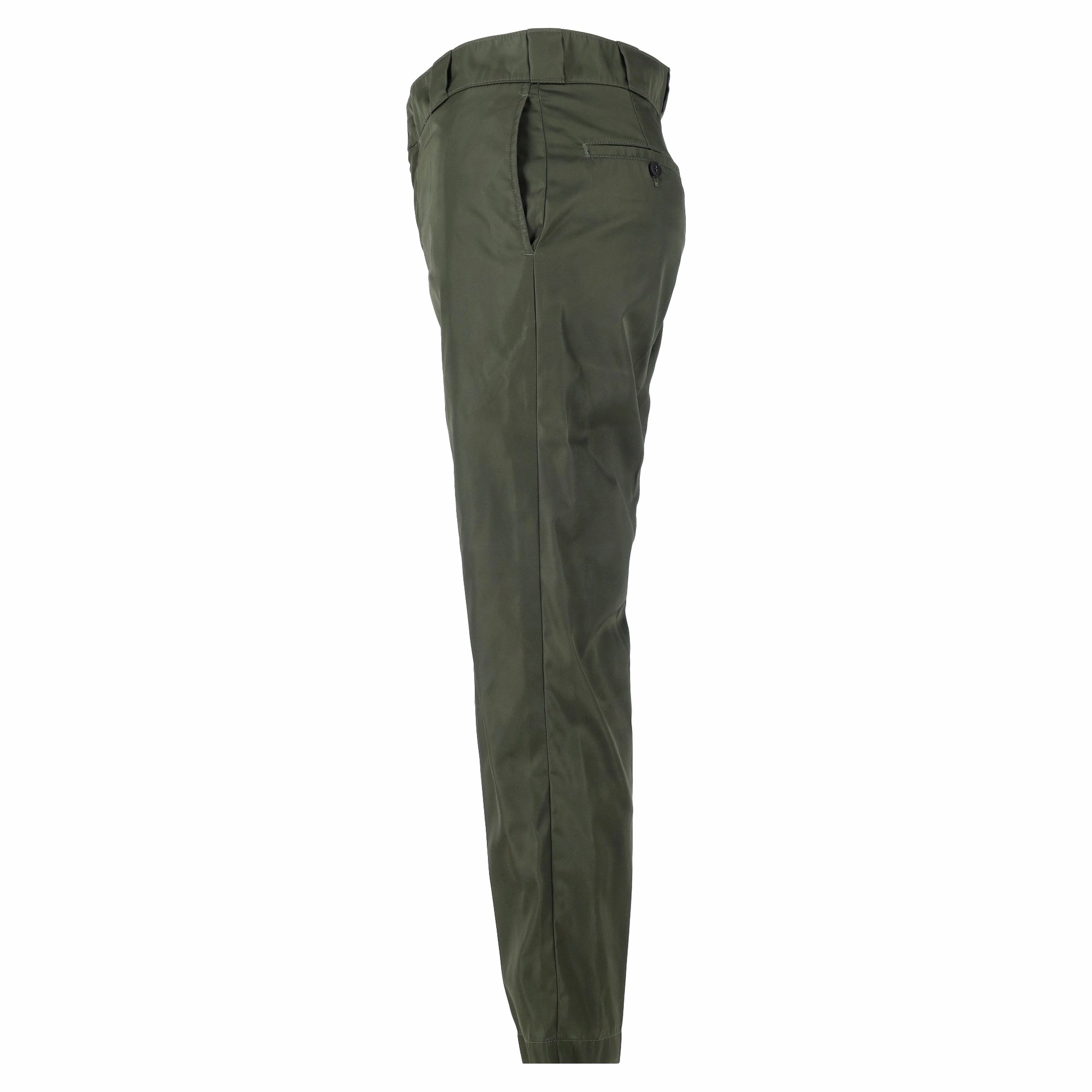 Prada Triangle Logo Trousers in Green Nylon