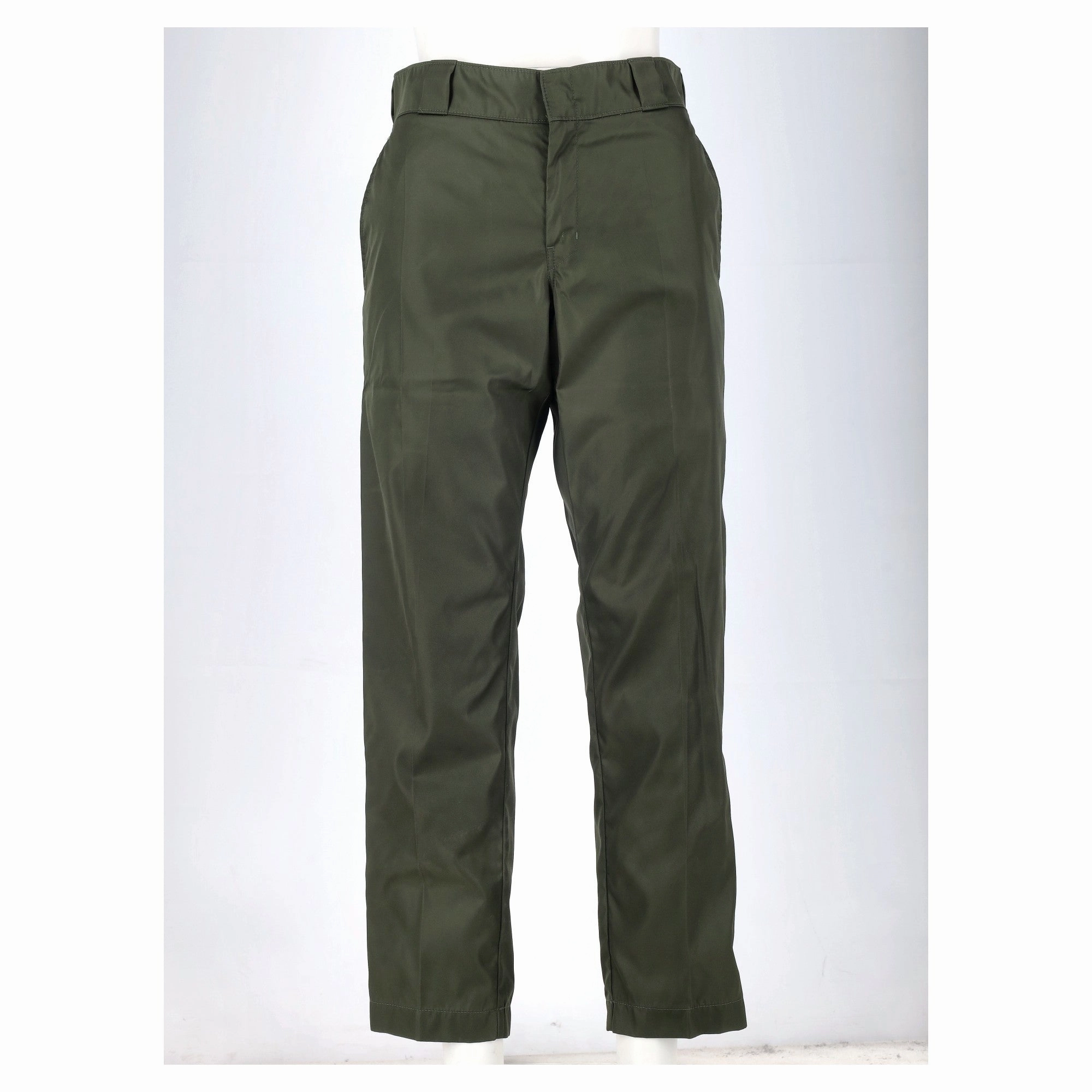 Prada Triangle Logo Trousers in Green Nylon