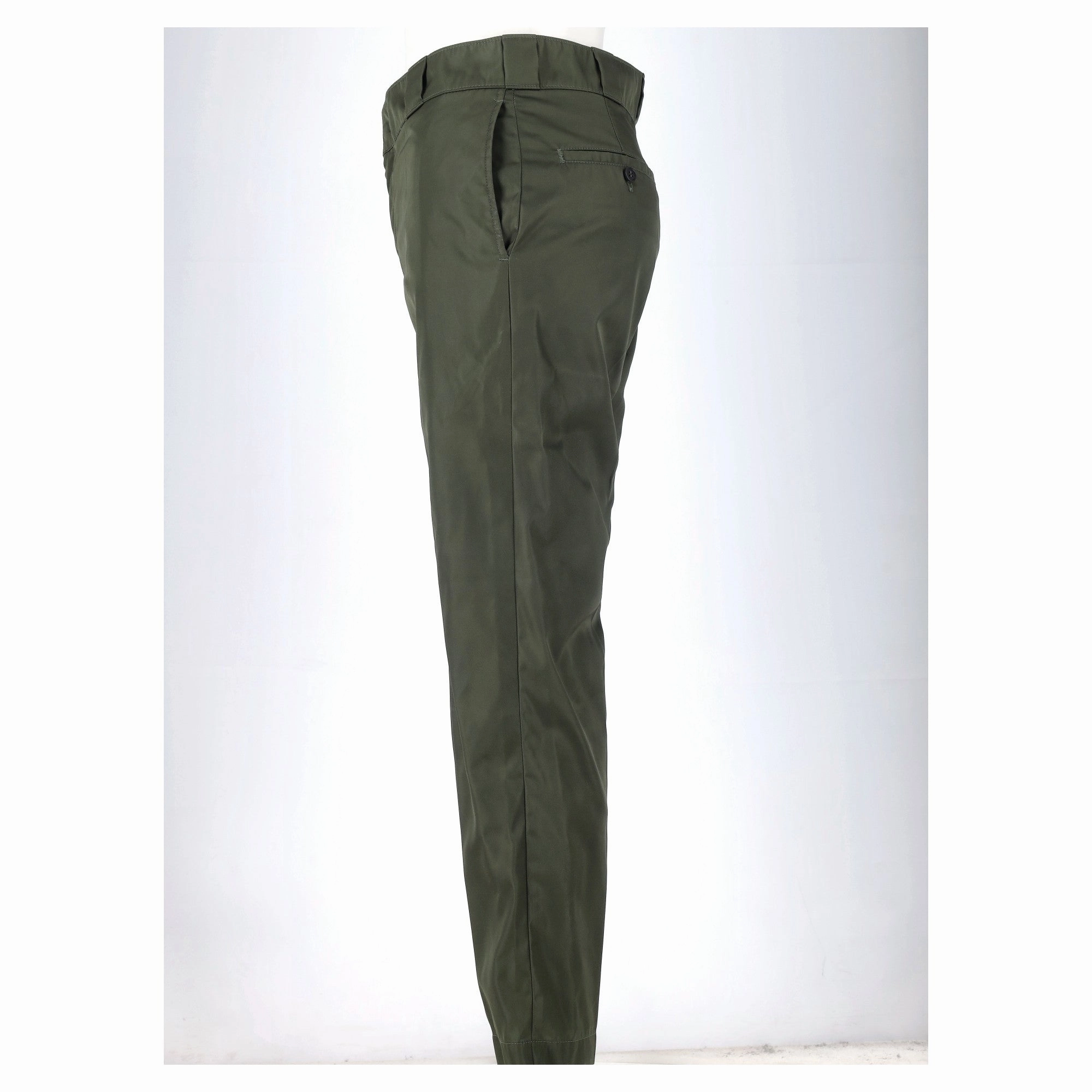 Prada Triangle Logo Trousers in Green Nylon