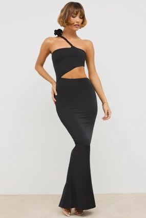 Premium Jersey Asymmetric Cut Out Maxi Dress in Black Dresses - sundresses outlet