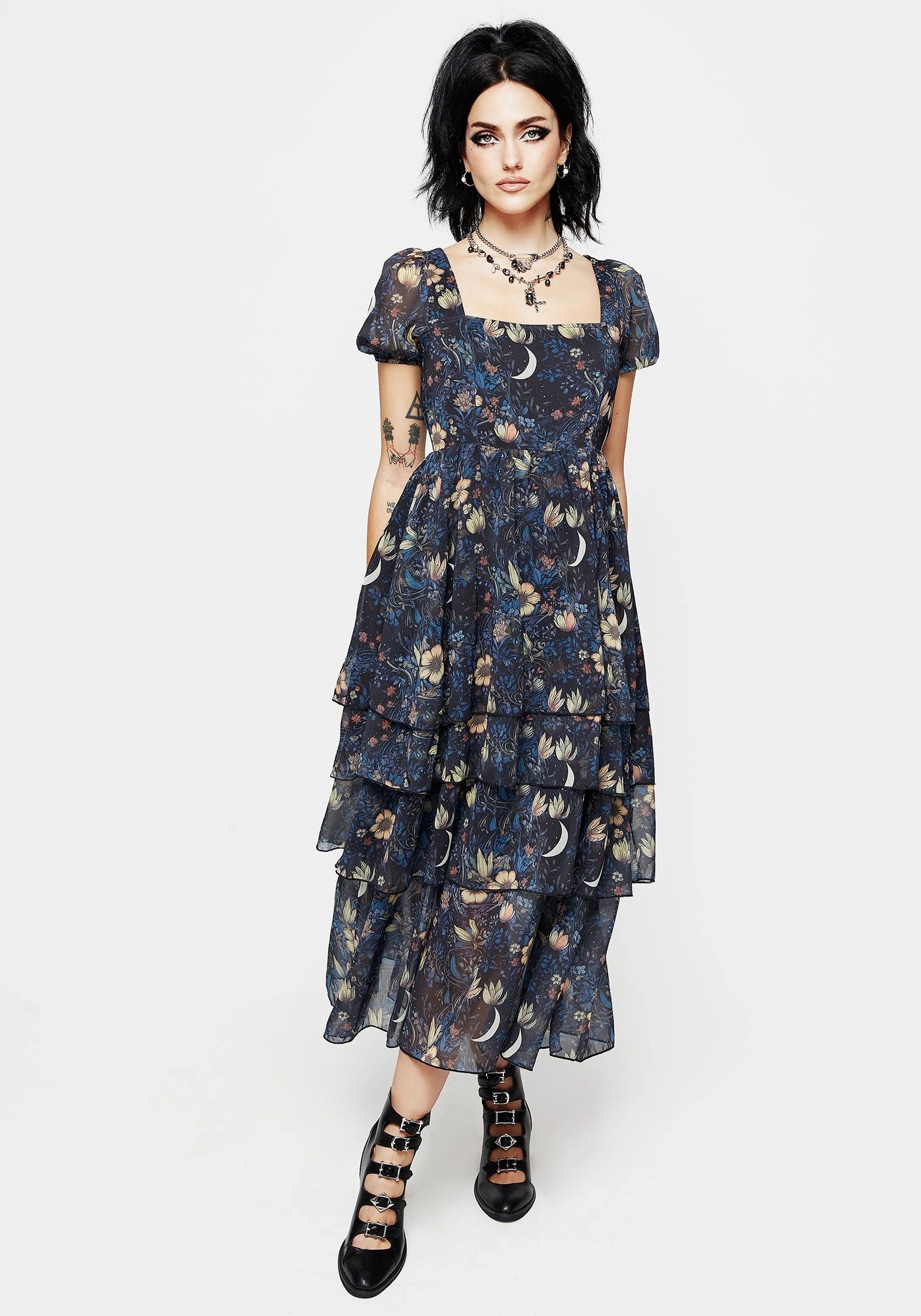 Primrose Floral Chiffon Layered Midaxi Dress Dresses Womens - beach dresses cheap