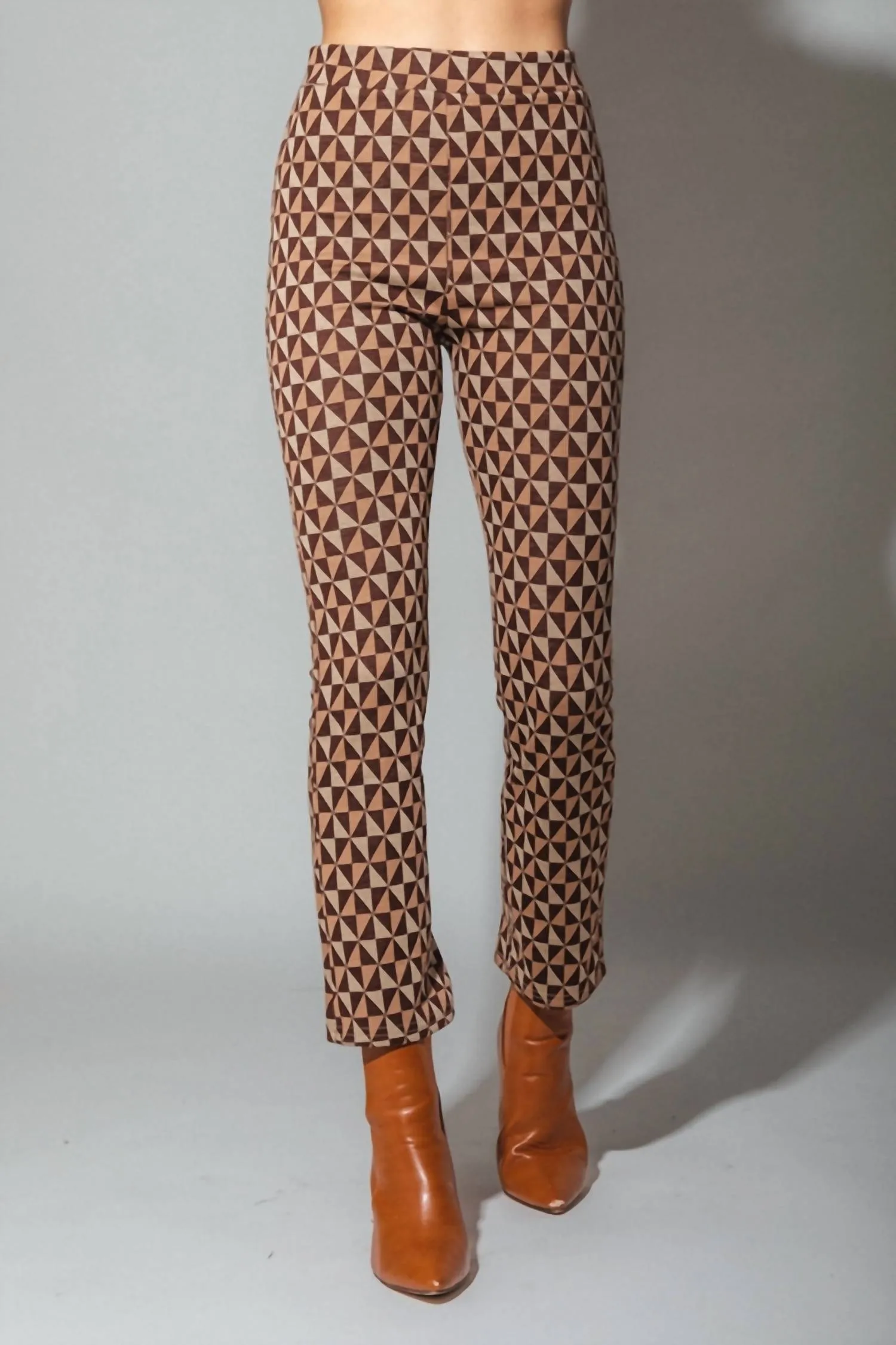 Printed Leggings Fit Pants In Mocha Geometric Activewear Womens - yoga pants clearance