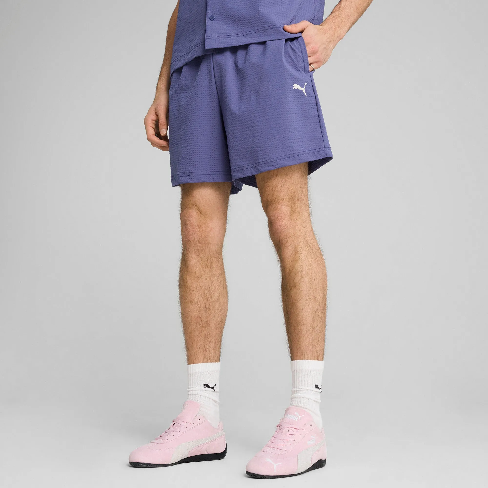 PUMA WARDROBE ESSENTIALS Men's Seersucker Relaxed 6" Shorts