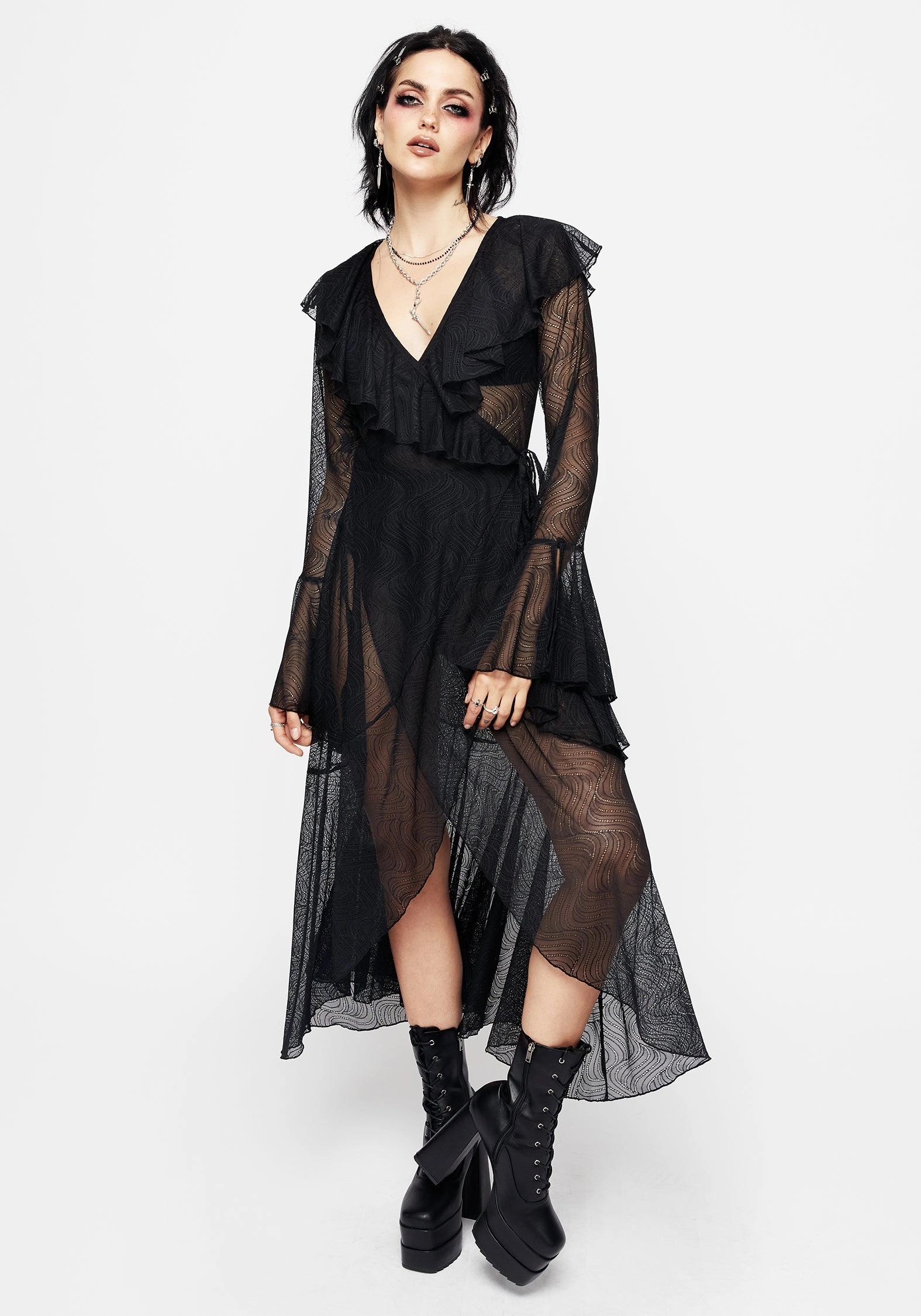 Pyracantha Ruffle Wrap Dress Dresses Womens - beach dresses cheap