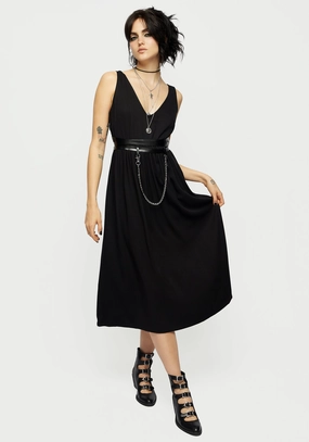 Raven V-Neck Sleeveless Chain Midi Dress Dresses Womens - beach dresses cheap