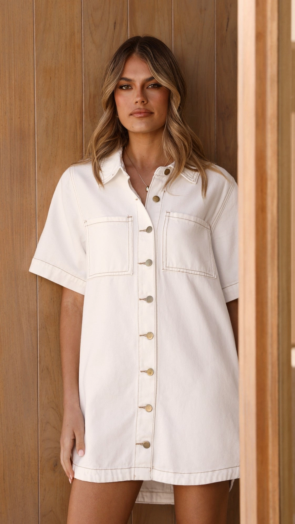 Rayna Denim Mini Dress - White