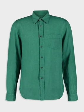 Regular Fit Green Linen Shirt Tops Mens - graphic tees sale