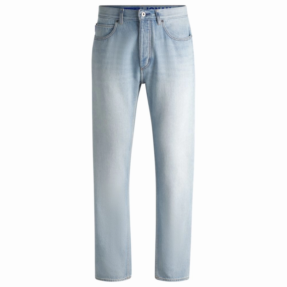 Regular-fit jeans in light-blue cotton denim