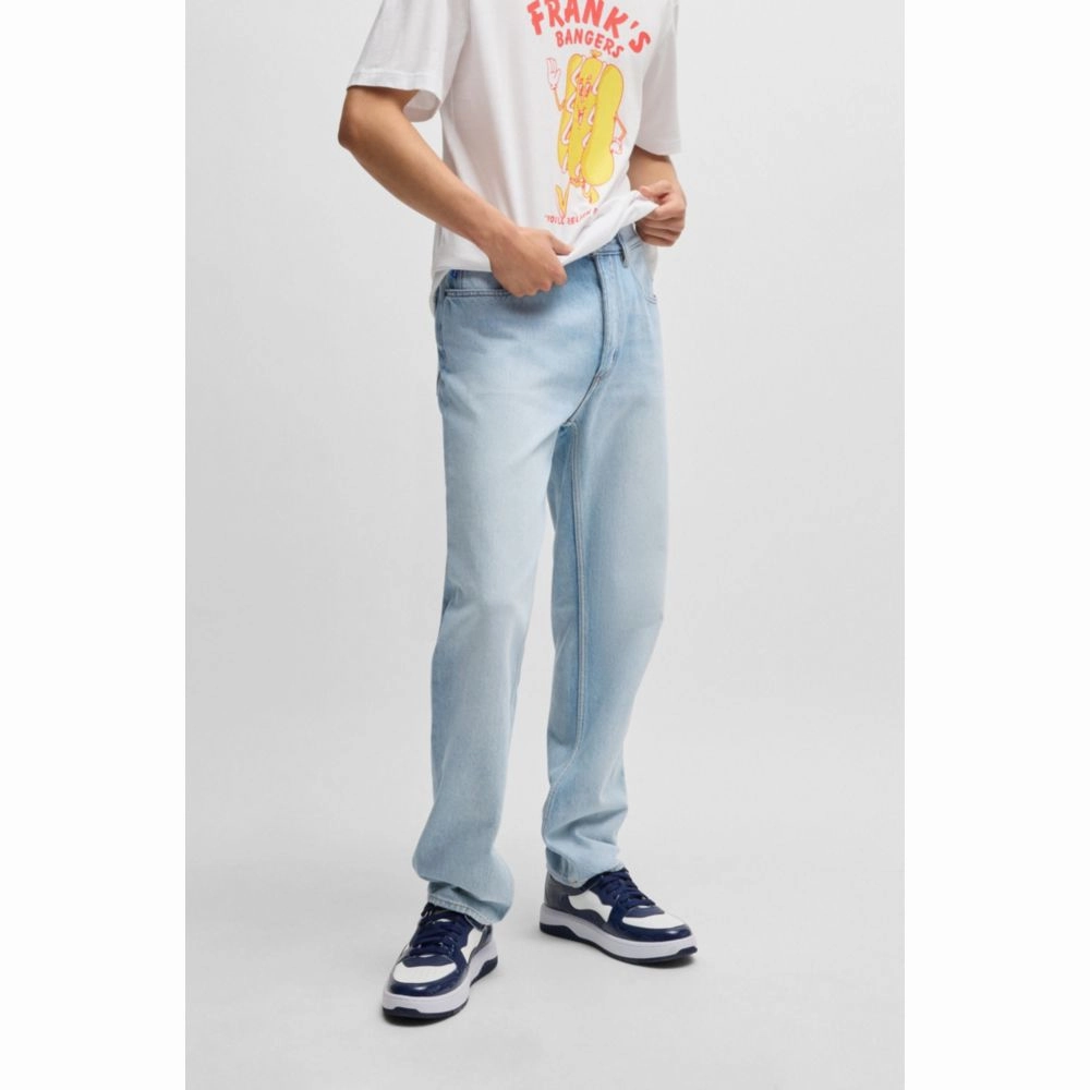 Regular-fit jeans in light-blue cotton denim