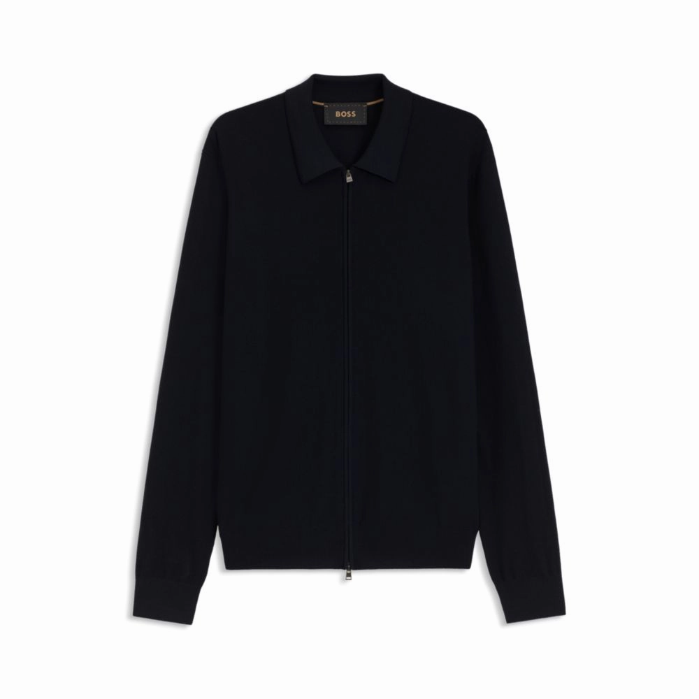 Regular-fit zip cardigan in wool knit cashmere sweaters sale