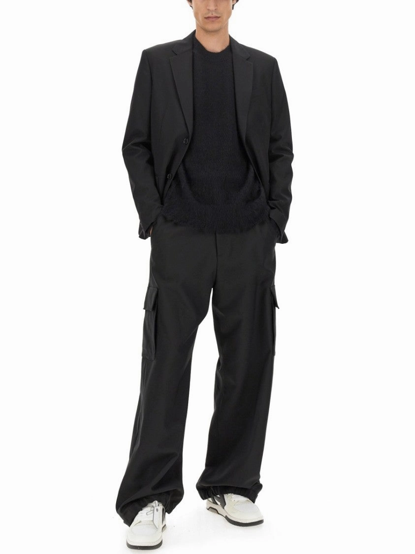Relaxed Fit Black Cargo Pants With Side Pockets
