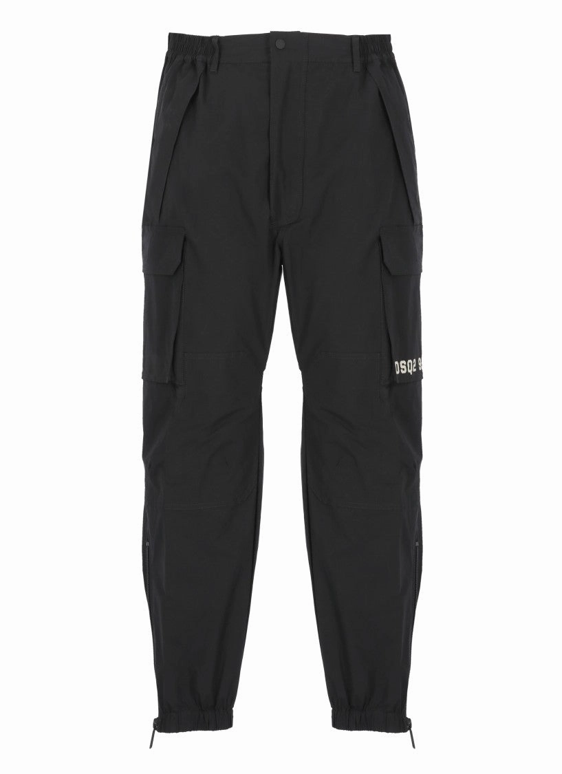 Relaxed Fit Black Cotton Pants