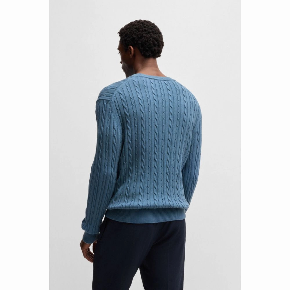 Relaxed-fit cable-knit sweater in cotton and cashmere