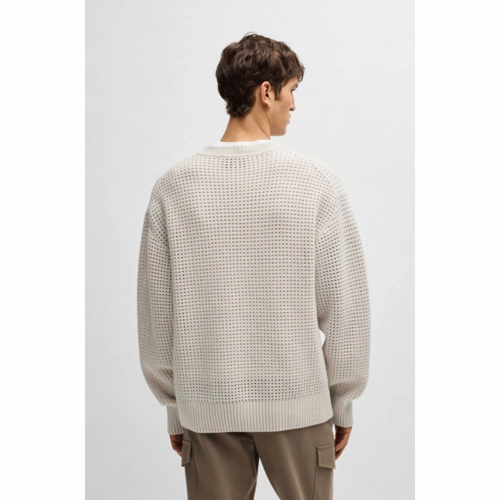 Relaxed-fit sweater in structured wool and cashmere