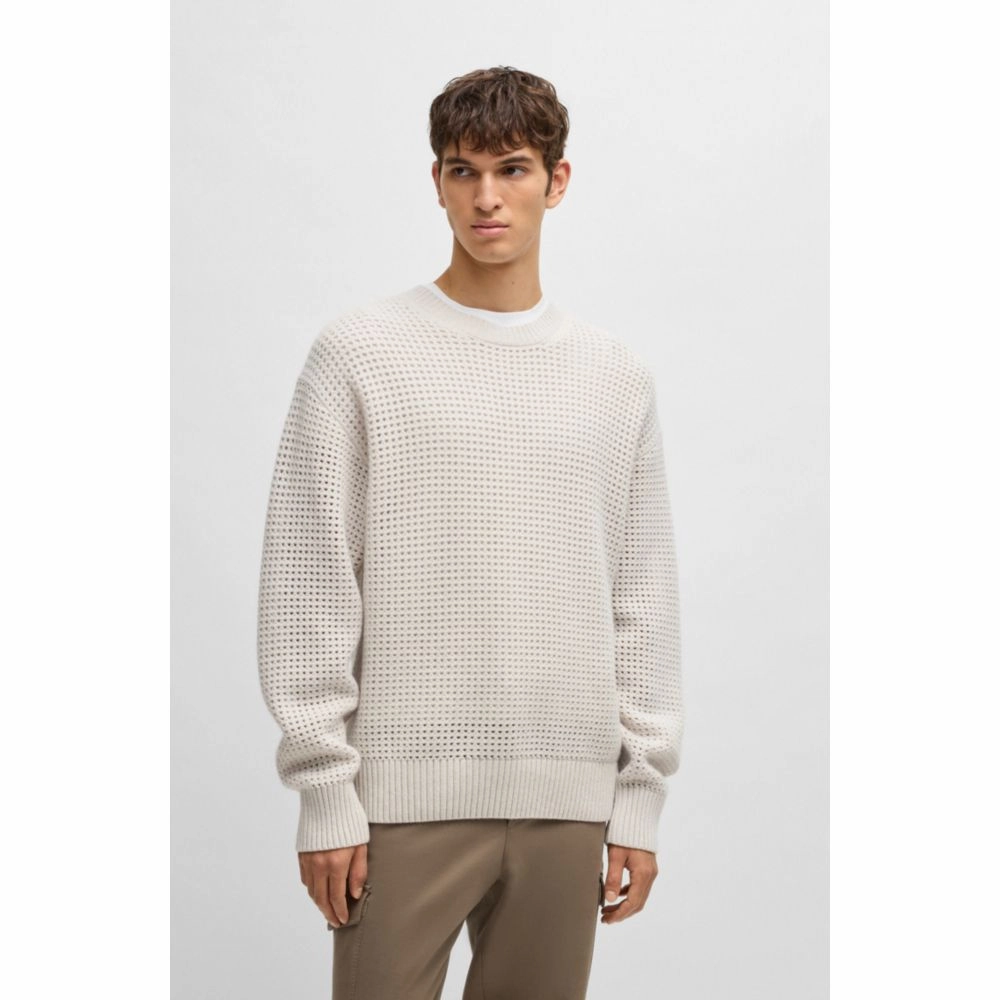 Relaxed-fit sweater in structured wool and cashmere