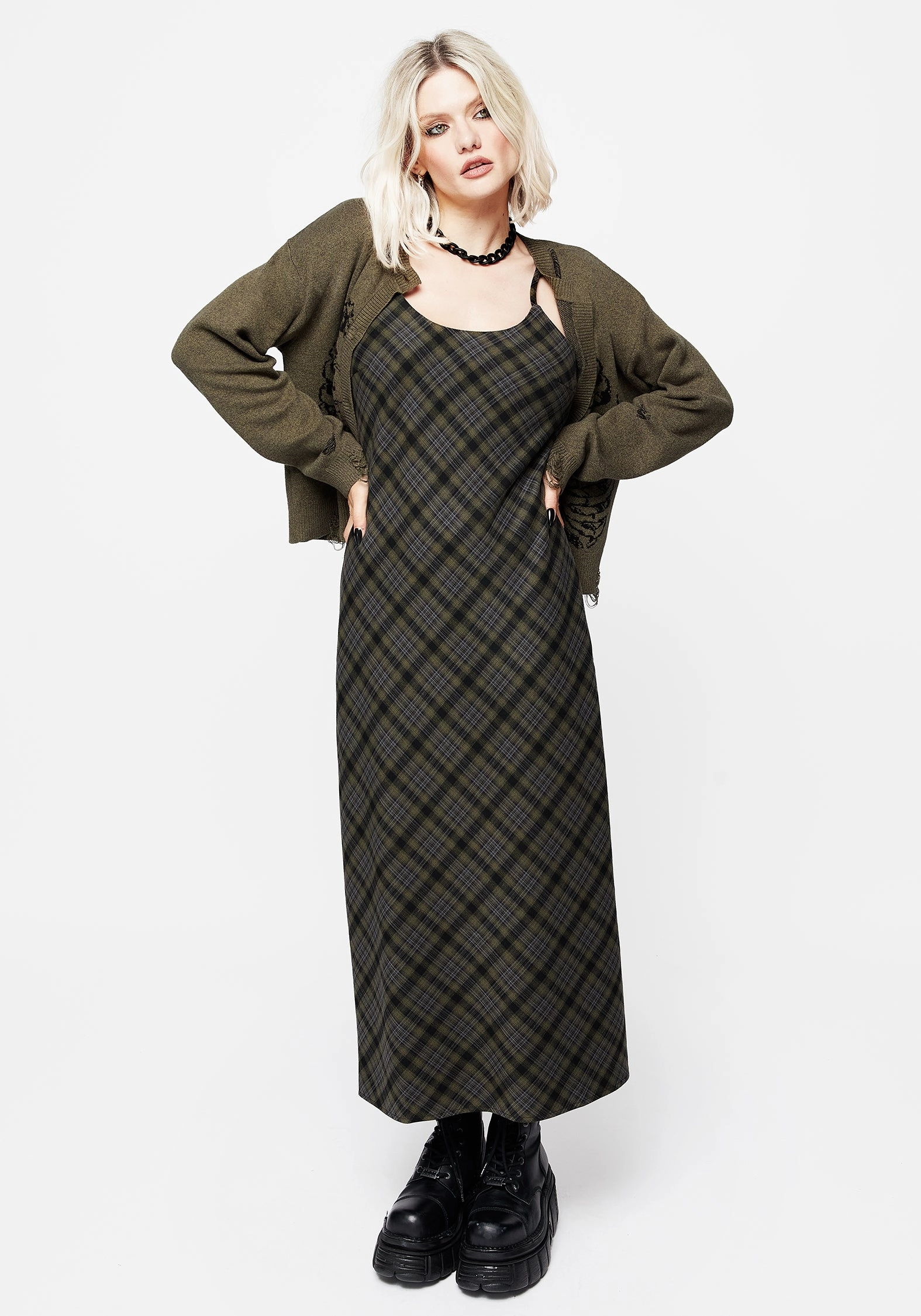 Reseda Check Midaxi Cami Dress Dresses Womens - summer dresses discount