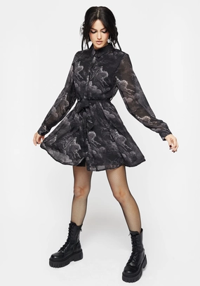 Revelation Chiffon Mini Shirt Dress Dresses Womens - summer dresses discount