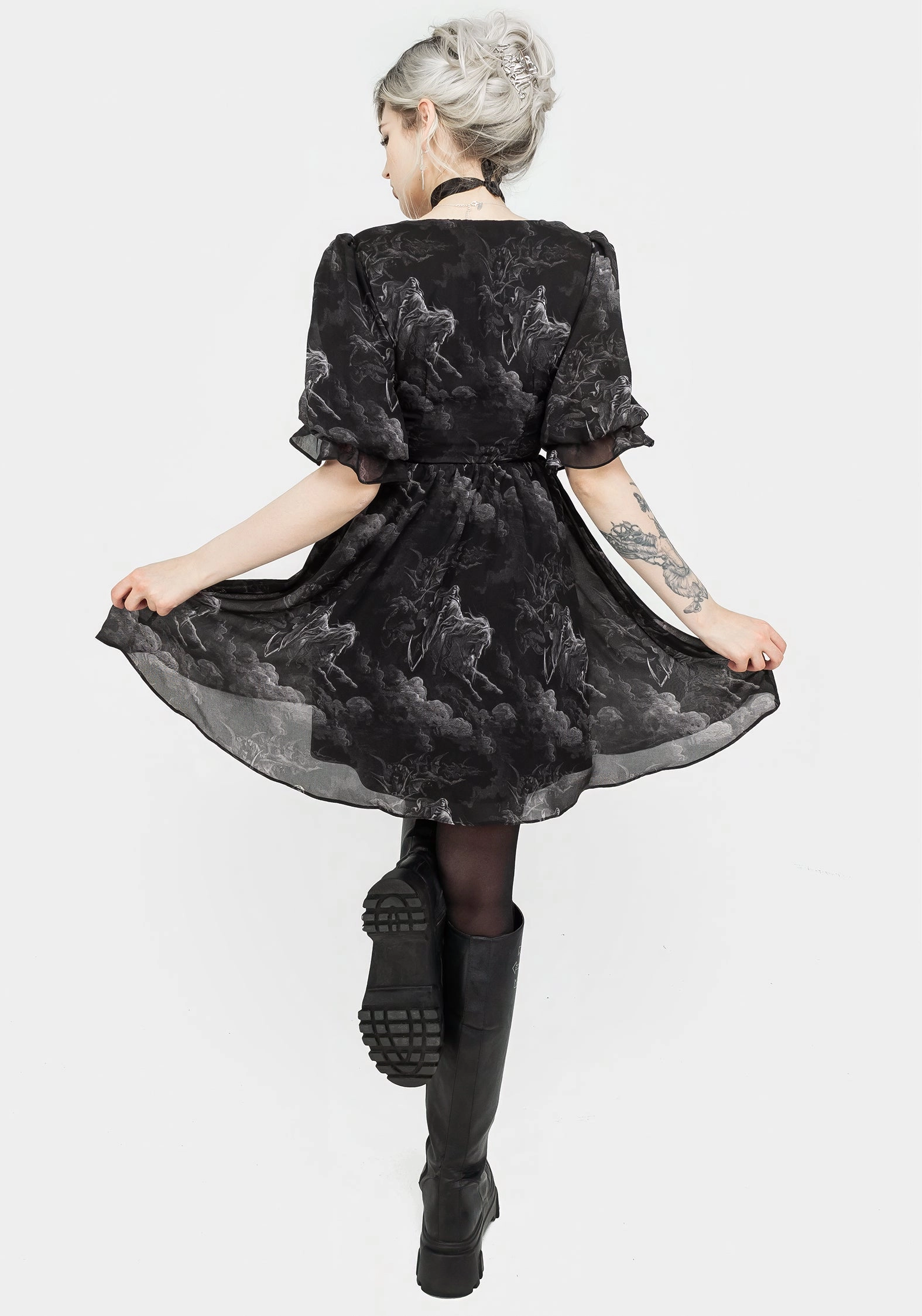 Revelation Chiffon Puff Sleeve Mini Dress