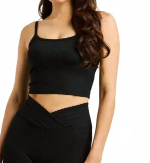Ribbed Bralette Tank In Black Activewear Womens - gym outfits discount