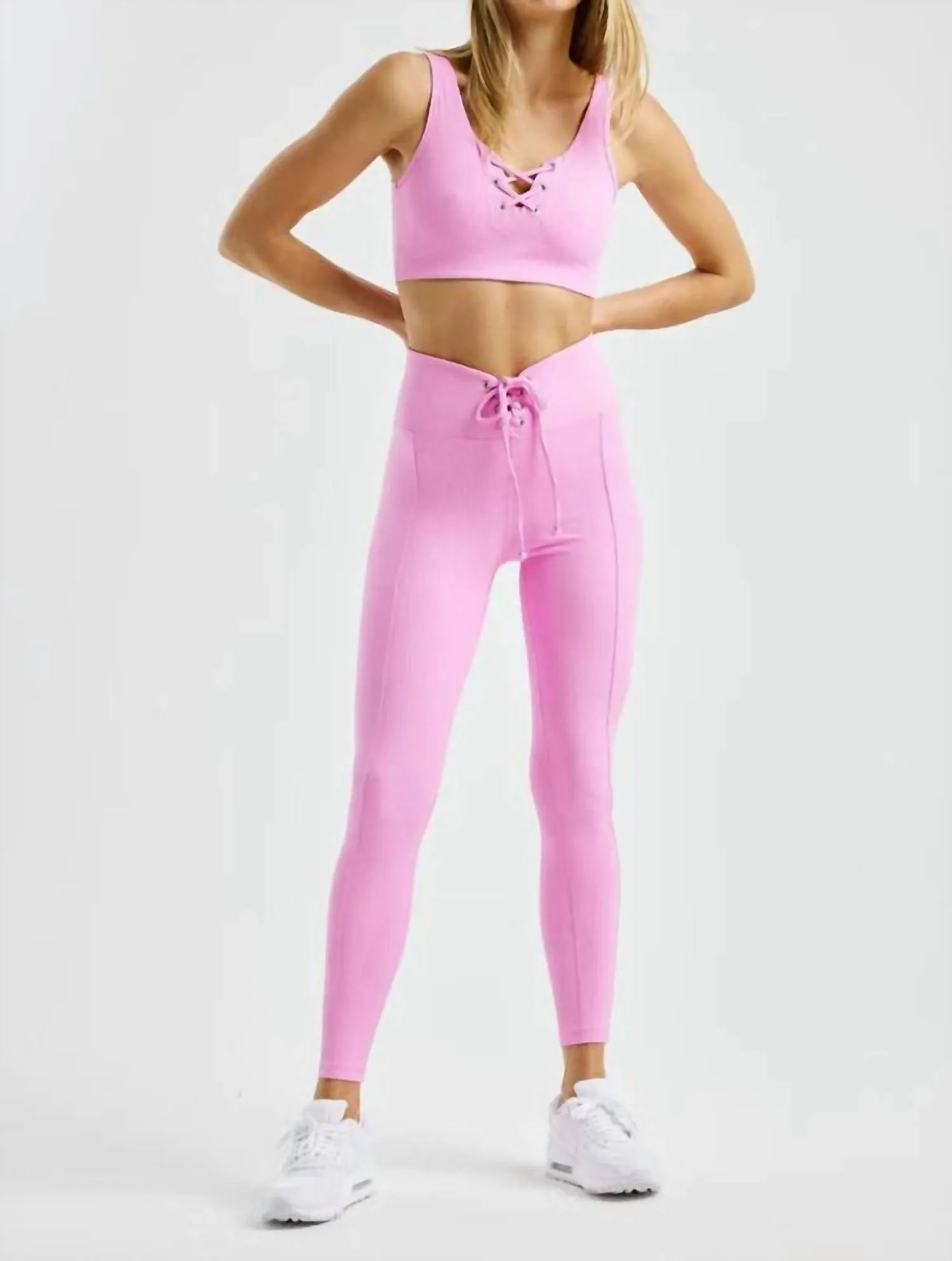 Ribbed Football Bra In Flamingo Pink