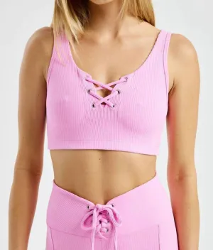 Ribbed Football Bra In Flamingo Pink Activewear Womens - yoga pants clearance