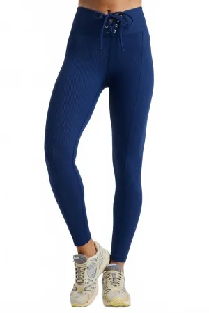 Ribbed Football Leggings In Navy Activewear Womens - gym outfits discount